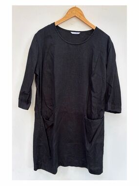 Linenfox Black Linen Shift Dress